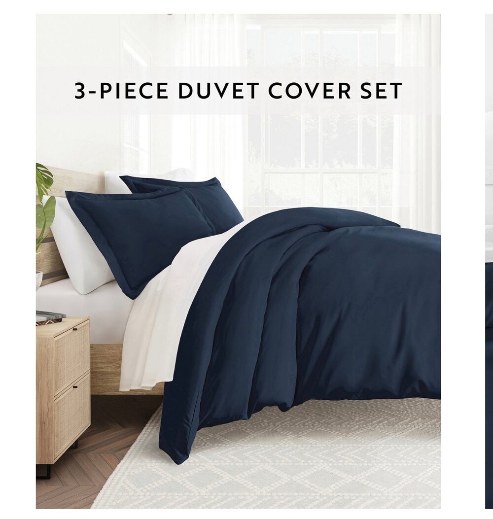 Ienjoy Double Brushed Solid Duvet Cover Set, King/California King